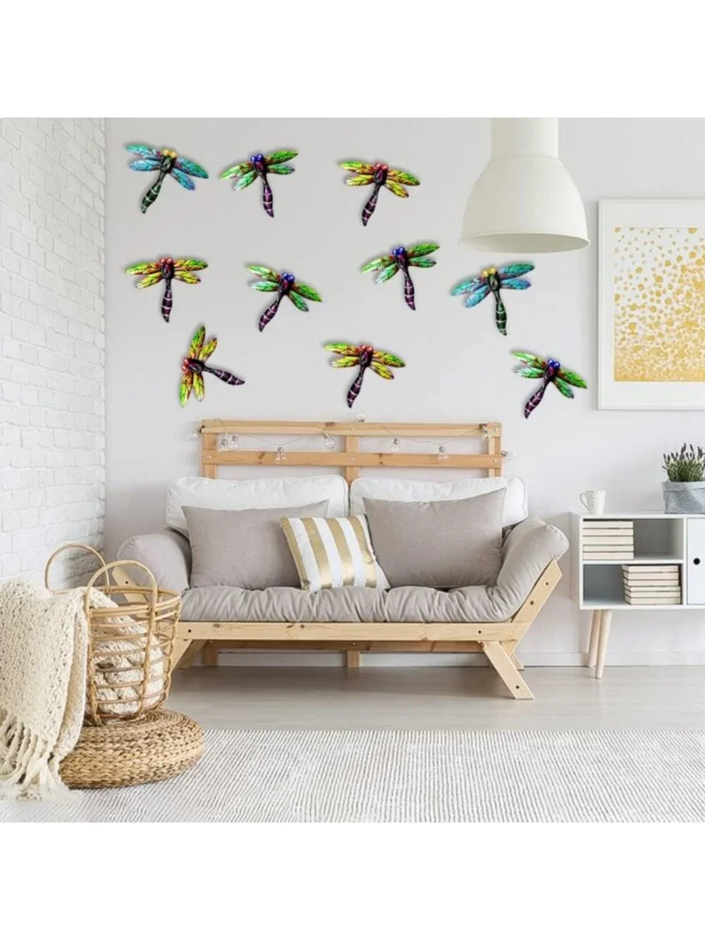 8PCS Metal Dragonfly Wall Art Decor - Outdoor Sculpture for Garden, Patio